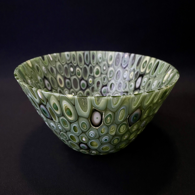 'Green Circles 1' Glass Murinne Bowl