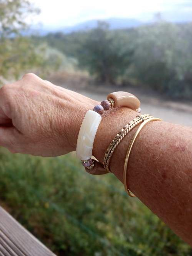 Bracelet perles tubes Arya bicolore uni Savaana