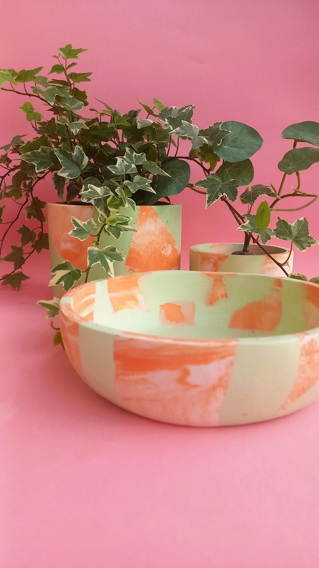 Miska terrazzo do kuchni na owoce lub dekoracyjna, jasnozielona