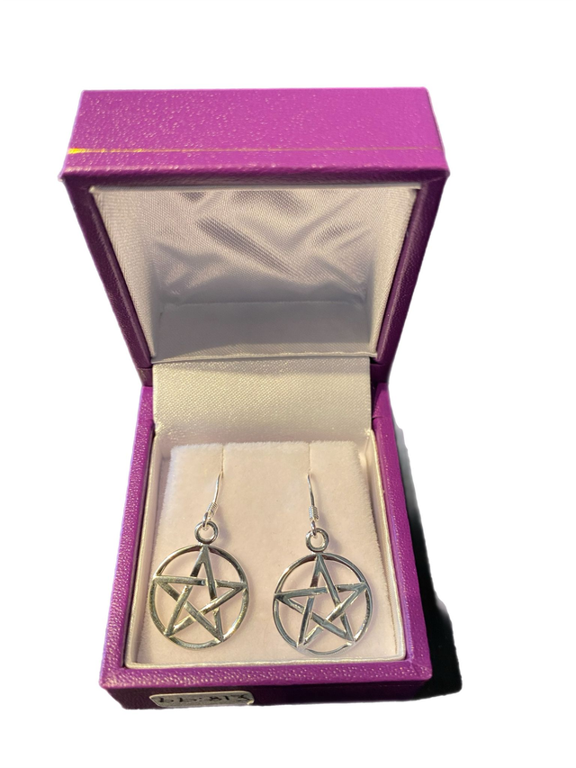 Sterling Silver Dainty Pentacle Drop Earrings