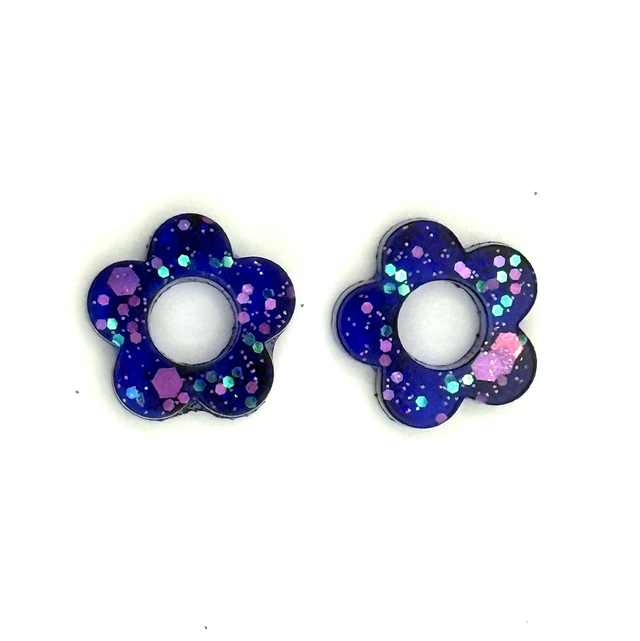 Pampilles petites fleurs violettes réversibles