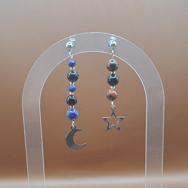 Puces Obsidienne acajou obsidienne noire lapis lazuli