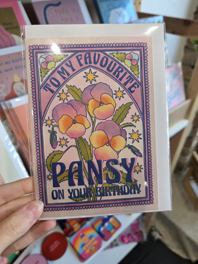 Favourite Pansy Birthday Greetings Card - MD-019