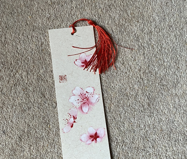 Flowers hand painted bookmark