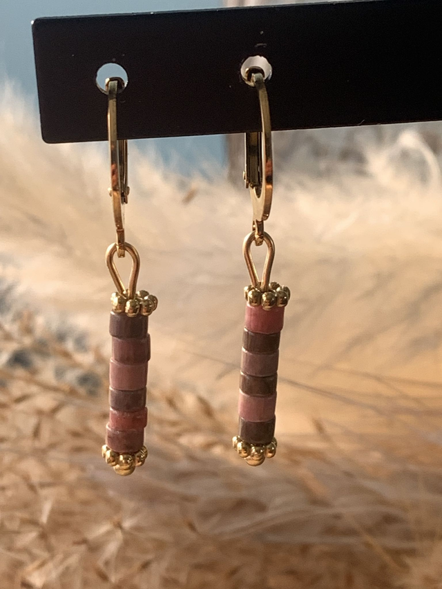Boucles d'oreilles Rosamaria Marbre brun/rose