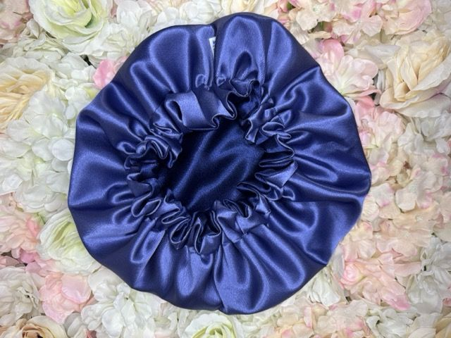 Bonnet en satin américain réversible Bleu Violet | Protection cheveux nuit | Anti-frisottis | Tailles S, M, L | Double face fait main