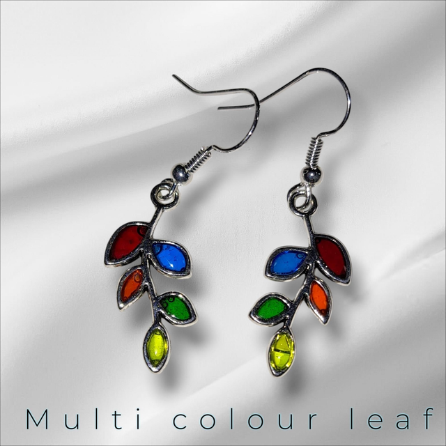 Earrings multi colour leaf