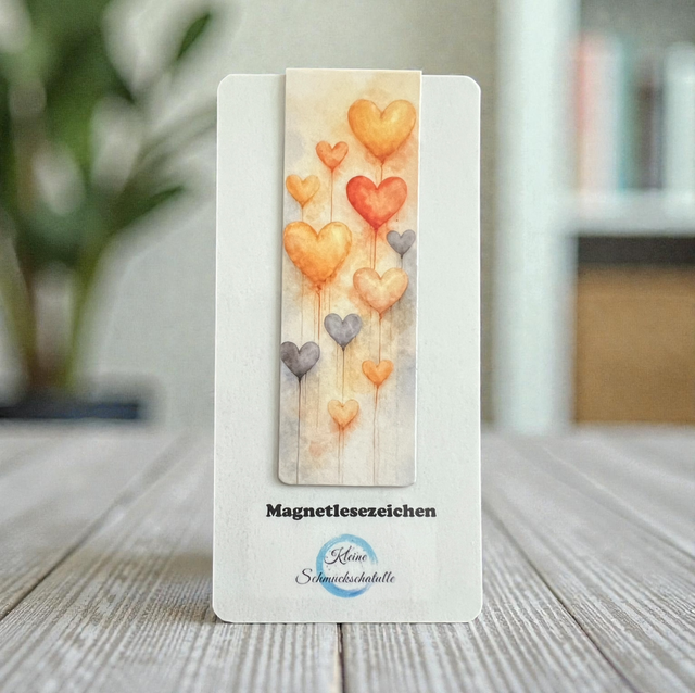 Lesezeichen Herzen gelb - Handgefertigte Magnet-Lesezeichen – Herzmotive