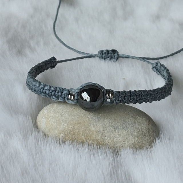 Bracelet homme 1 pierre "Hématite" 