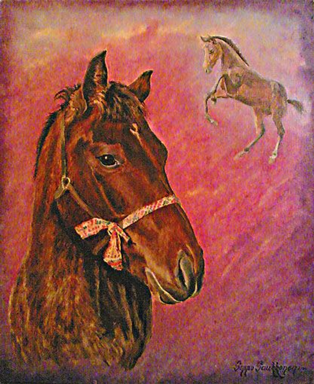 Hevonen muistelee nuoruuttaan (80x65 cm)