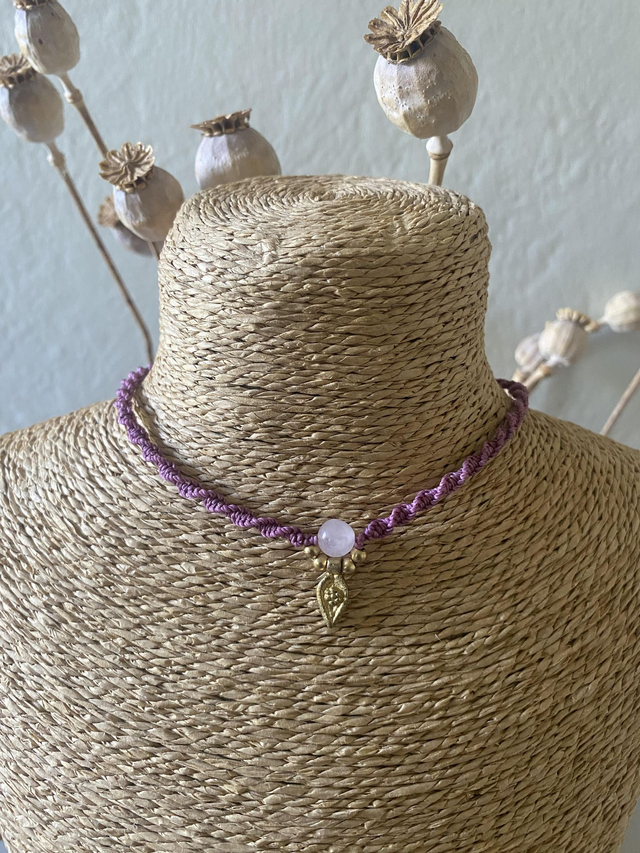 Collier UNA - QUARTZ ROSE - Charm indien