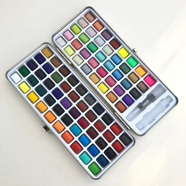 Aquarellkasten mit 90 Farben, inkl. Glanz- und Neonfarben