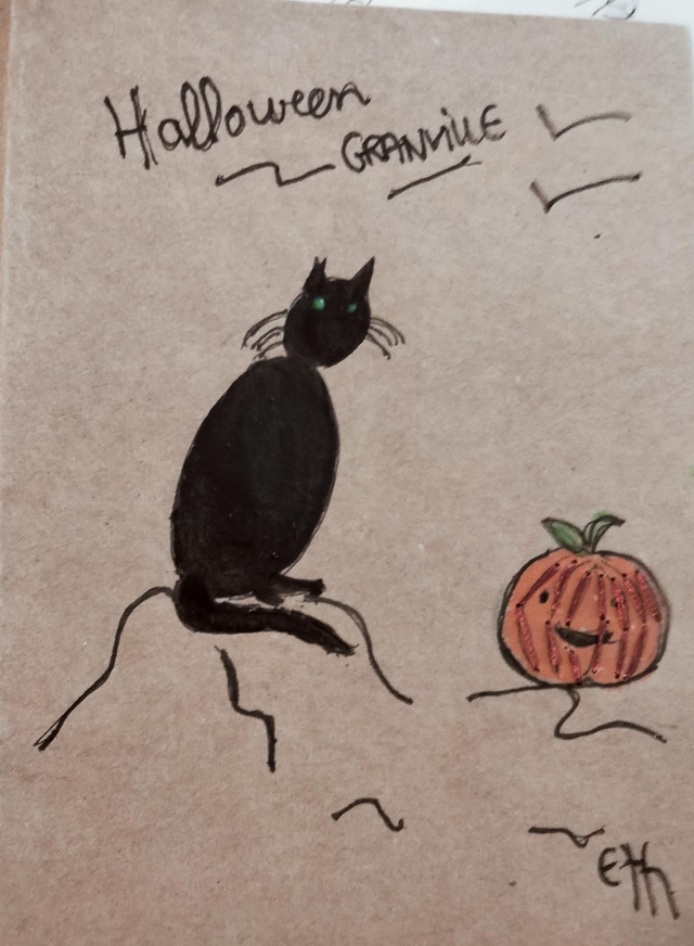 Le chat et la citrouille halloween 