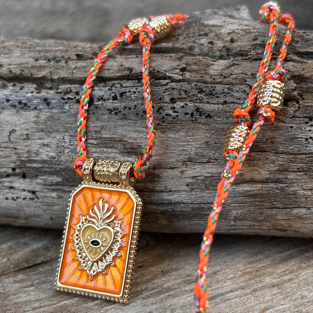 Collier Tarot Cœur orange