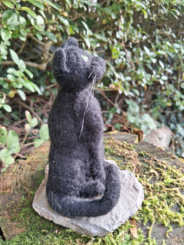 Needle Felt Cat in Black: The Soot Pixie