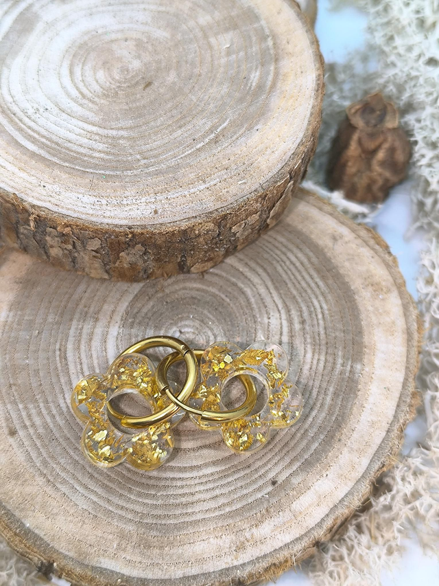 Pampilles interchangeables feuilles d'or 