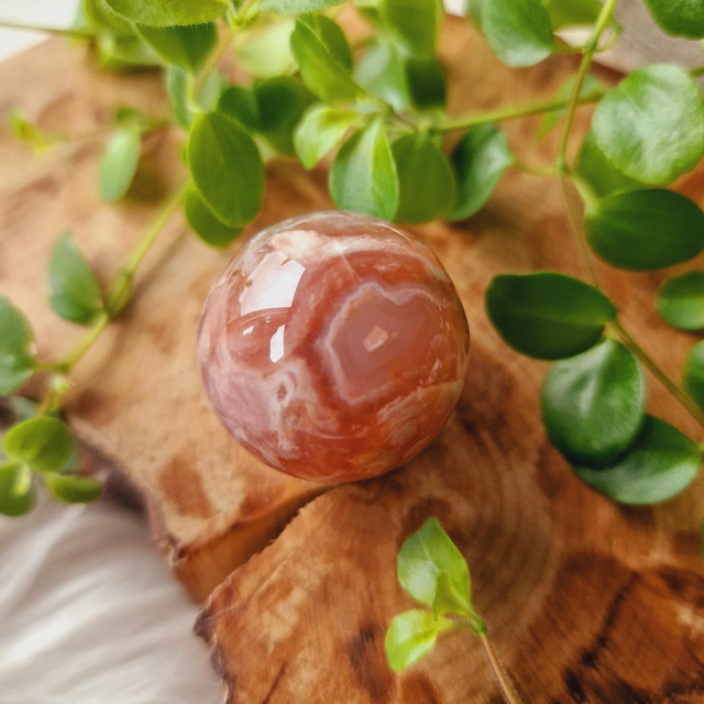 Pink Flower Agate Small Sphere 41g