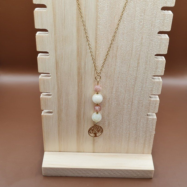 Collier Suspendu Arbre de vie Pierre de lune