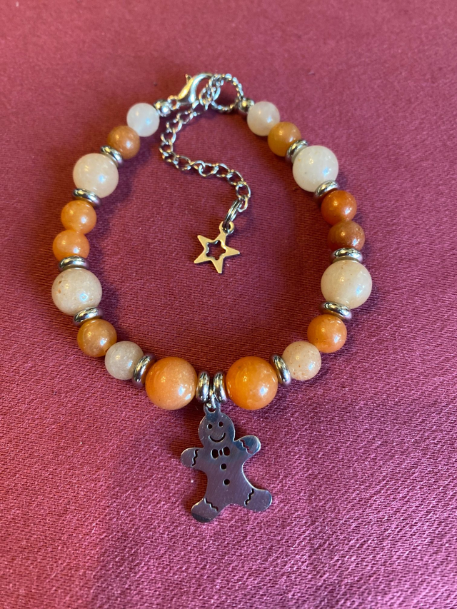 Bracelet Pti Biscuit en Aventurine Orange