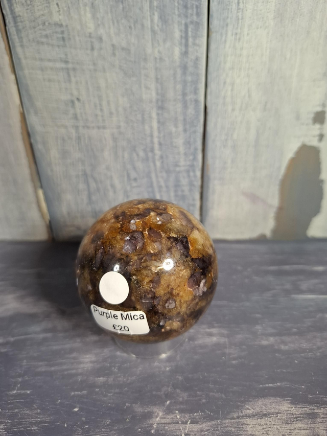 Purple Mica with Orange Calcite Sphere 