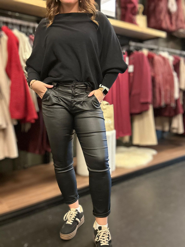 Waxed jeans Noa zwart