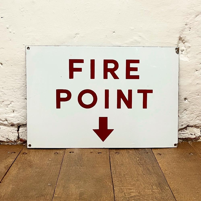 1950’s Industrial Factory “Fire Point” Fire Directive Sign