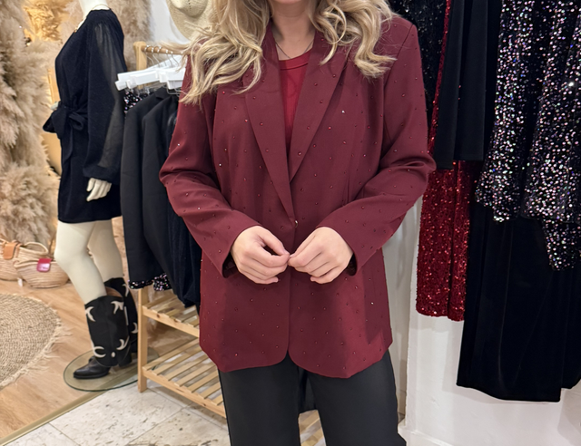 Boyfriend glitterblazer bordeaux