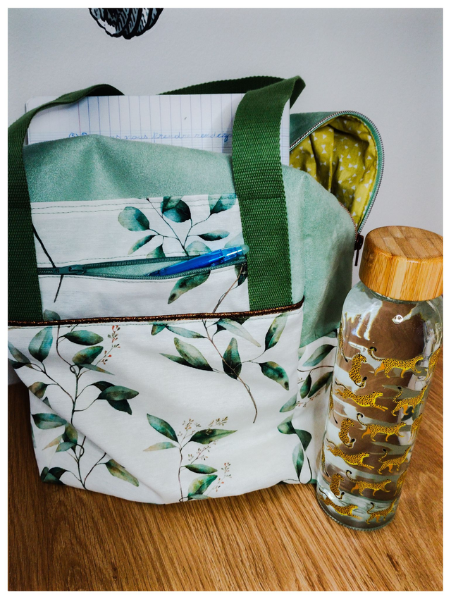 sac BUREAUTissu extérieur coton enduit et suédine/ FORMAT A4