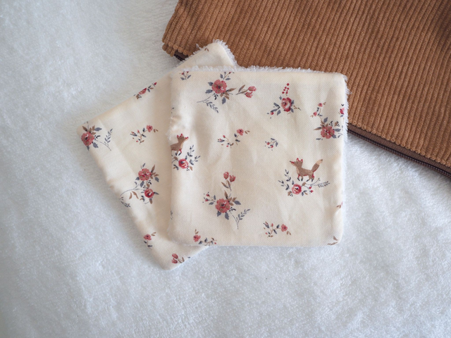 Lingettes lavables renard rose