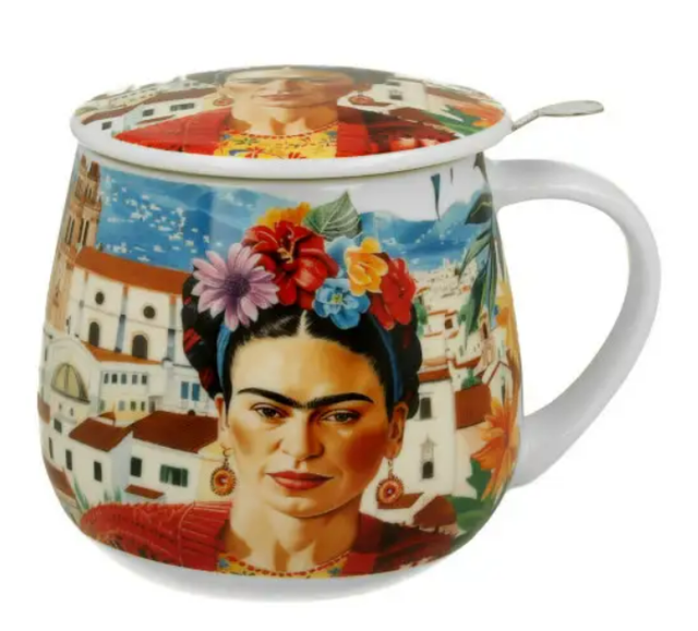 Taza FRIDA RED de porcelana - 0,40 L con filtro y tapa, en caja de regalo.*478