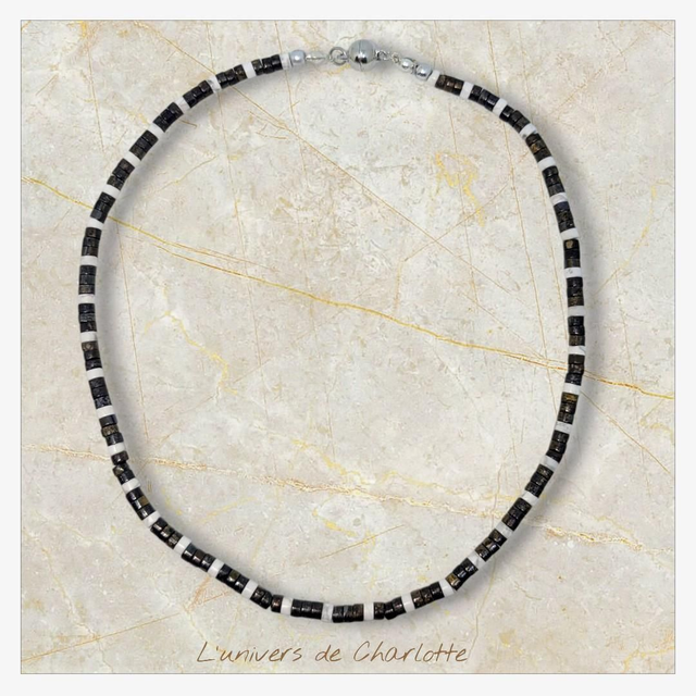 Collier "Bronzite & Howlite" CH-6