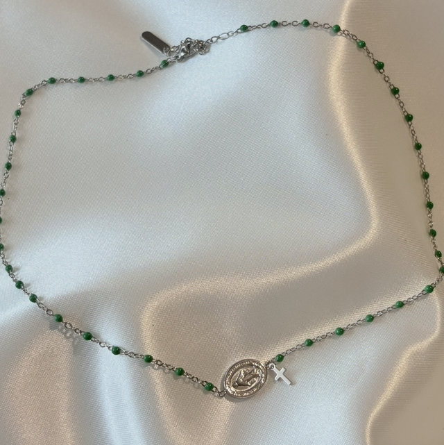 Collier boule et médaille madone 
