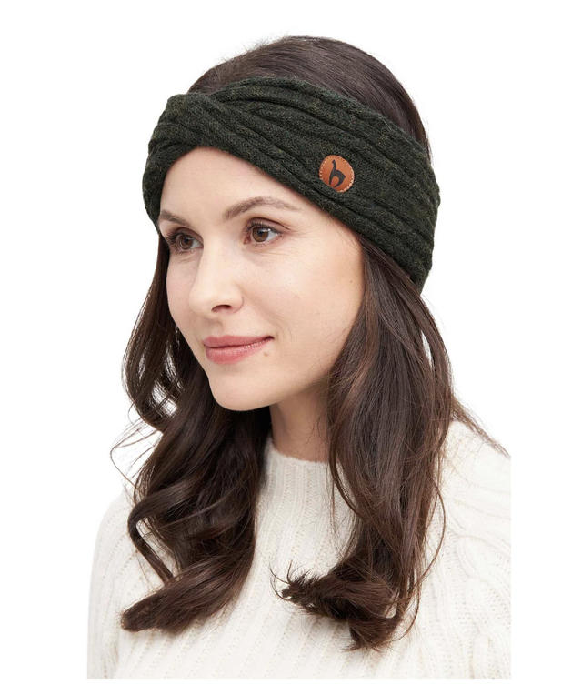 SUAVE TWIST Alpakastirnband – Tannengrün