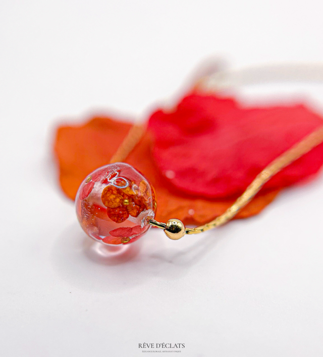 Collier - Fleurs de Grenade et flamboyant 