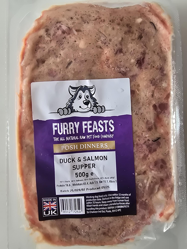 Duck &amp; Salmon Supper 500g Flat pack