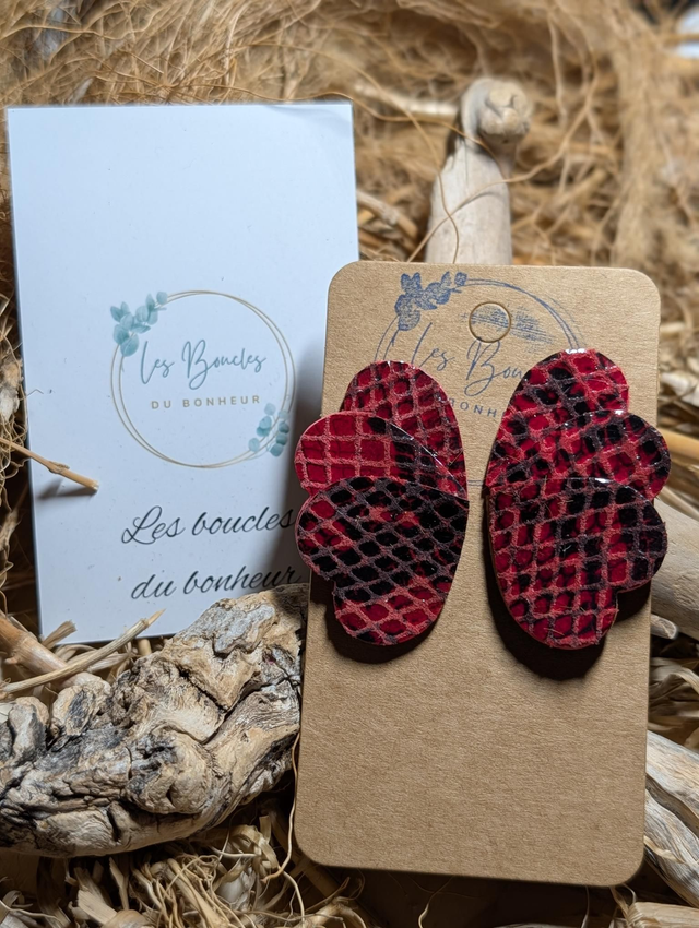 Boucles d'oreilles Oxa rouge python ox015
