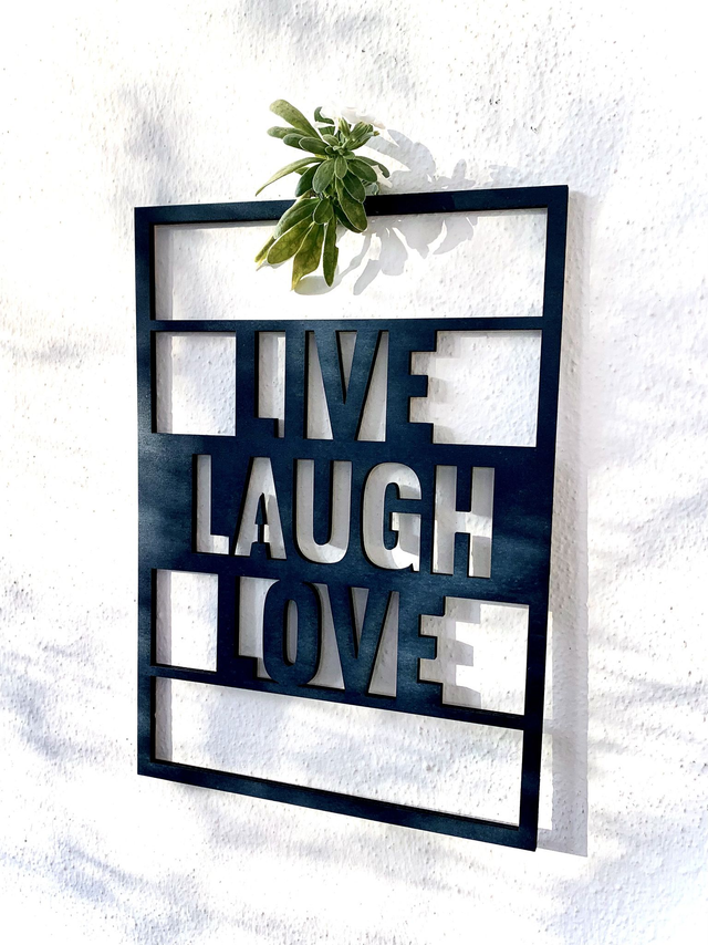 Décoration murale &quot;LIVE LAUGH LOVE&quot; MDF 3 mm et bombé bleu -marine