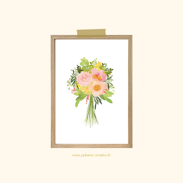 Affiche aquarelle A5 - Bouquet champêtre