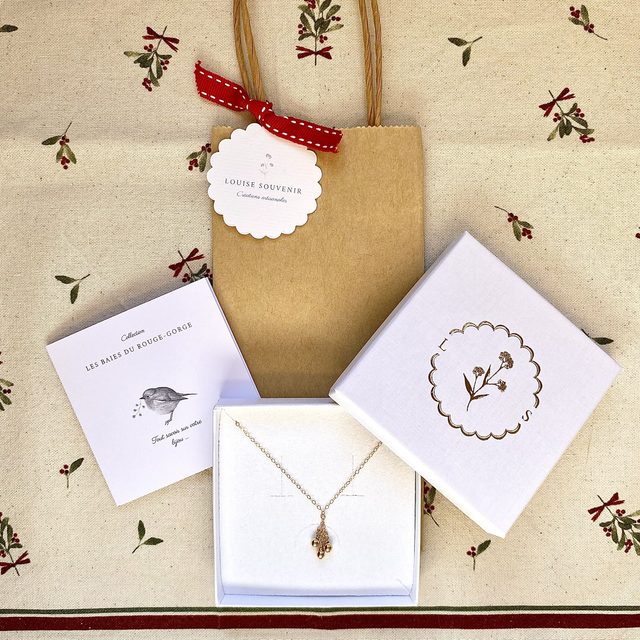 Collier en gold filled - Les baies du rouge-gorge