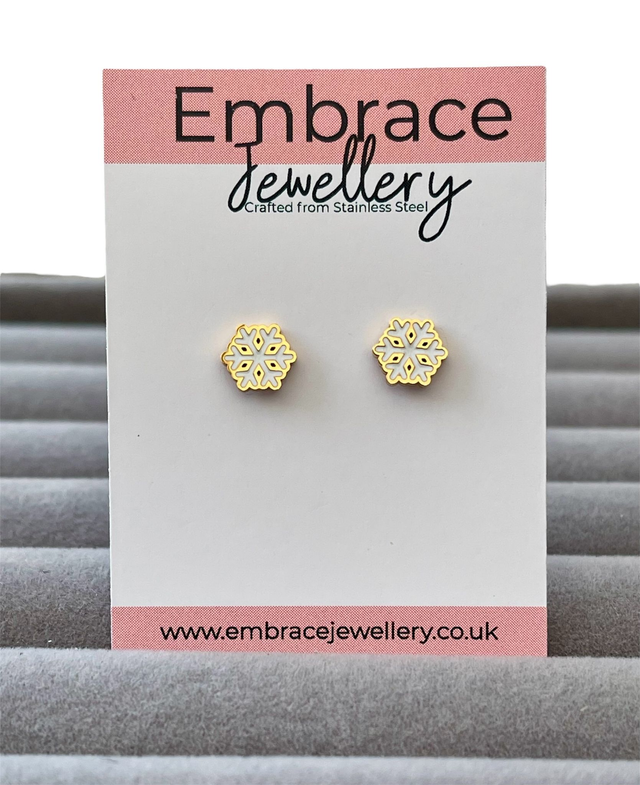 Gold Snowflake Mini Comfort Back Studs