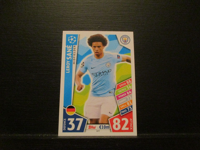 Leroy Sane - UEFA Champions League Match Attax 2017/18 Original Trading Card #177