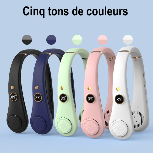 Ventilateur FZM-10 Blanc. Le ventilateur tour du cou est un accessoire pratique et innovant pour vous rafraîchir lors des journées chaudes