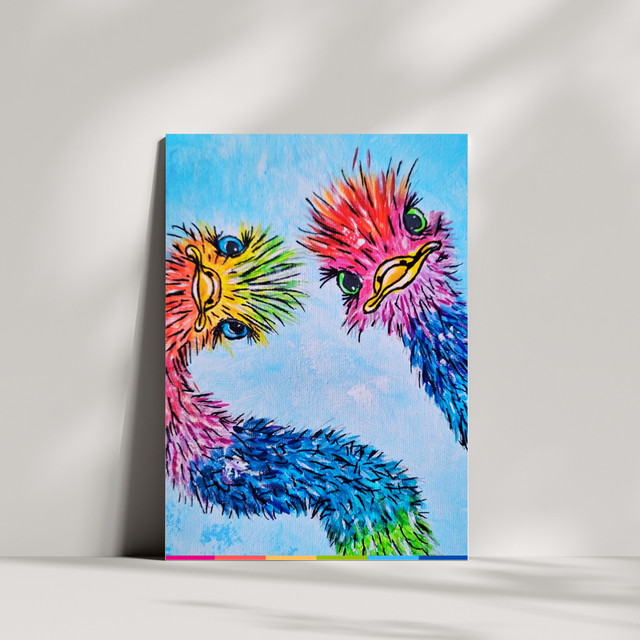 Struisvogel blauw 2 | Ansichtkaart A6