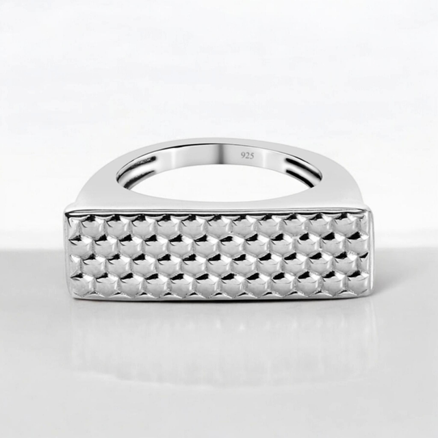 Honeycomb Design Platinum Filled Ring.