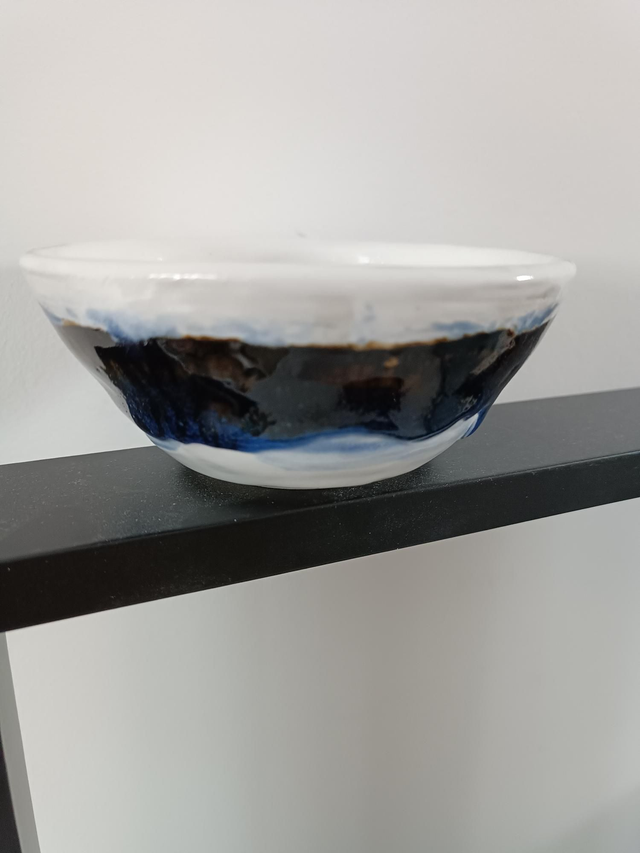 Bol évasé MM bleu blanc noir temmoku 