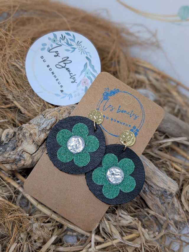 Moon fleur noir vert mf003*