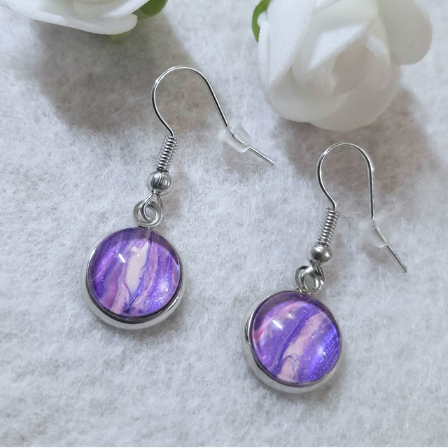 DOUCE AMETHYSTE - Boucles d'oreilles - Violet et rose - Métal argenté