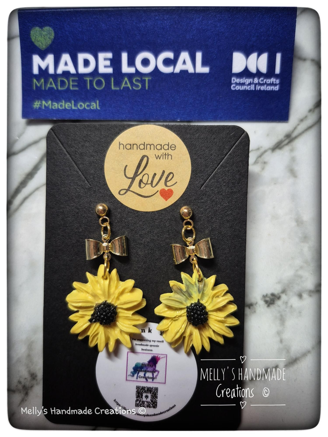 Sunflower and Bow earrings