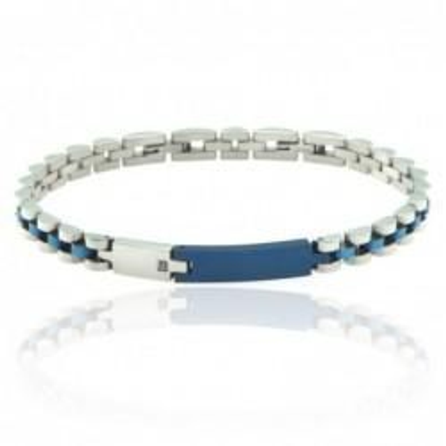Bracciale uomo in acciaio bicolore e cristallo