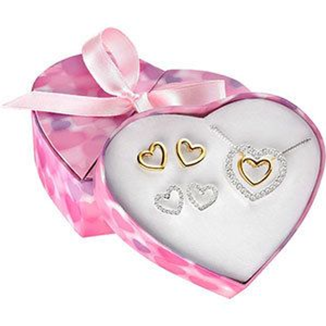 Kamela Heart -Halskette + 2 Paar Ohrstecker,